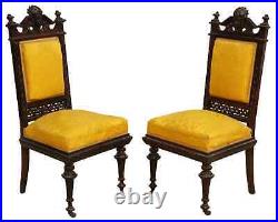 Antique Parlor Set, Five Pc. Victorian, Figural, Carved & Upholstered, 1800s