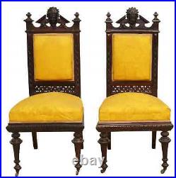 Antique Parlor Set, Five Pc. Victorian, Figural, Carved & Upholstered, 1800s