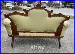 Antique Parlor Sofa Victorian Carved Empire Settee Couch Renaissance Ornate