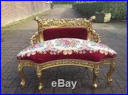 Antique Rare Small Sofa With Gobelin In French Louis Xvi/worldwide Shipping
