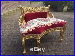 Antique Rare Small Sofa With Gobelin In French Louis Xvi/worldwide Shipping