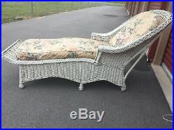 Antique Rare Wicker Chaise Lounge All Reed