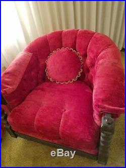 Antique Red Sofa and 2-Chairs