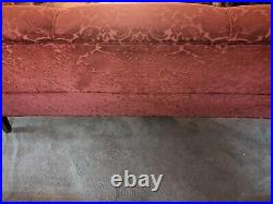 Antique Red Velvet Davenport Sofa-Professionally Reupholstered
