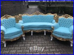 Antique Rococo Living Room Set Sofa/settee With 2 Chairs