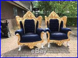 Antique Rococo Throne Chair Set In Italian Style Two Chairs (2 Pieces)