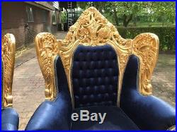 Antique Rococo Throne Chair Set In Italian Style Two Chairs (2 Pieces)