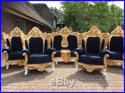 Antique Rococo Throne Set Italian Style Sofa/couch/settee+4 Chairs (5 Pieces)