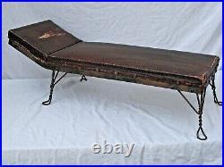 Antique Salesman Sample Chaise Lounge Fainting Couch Twisted Steel Rod Legs