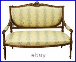 Antique Salon Set, Sofa With 2 Chairs Louis XVI Style Upholstered Salon Settee