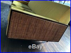 Antique Selig MID Century Modern Danish Modern Sofa With Woven Rattan Ends