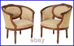 Antique Settee, Bergeres (2) Set, French Louis XVI Style Upholstered, 20th C