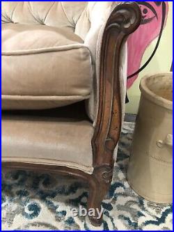 Antique Settee, Gold, Velvet, Cameo Style Back, 20th C, 1900's, Matching Chair