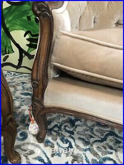 Antique Settee, Gold, Velvet, Cameo Style Back, 20th C, 1900's, Matching Chair