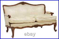 Antique Settee, Louis XV Style Carved, Upholstered Sofa, Mahog Vintage / Antique
