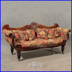 Antique Settee Regency Period Scroll End Sofa Rosewood Brass Inlay English c1820