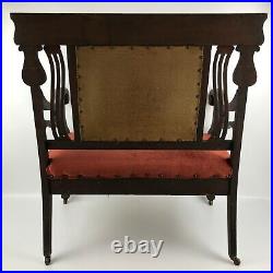 Antique Settee Seat Original Caster Wood Wheels Seller Refurbished Seat Cushion