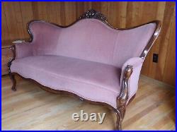 Antique Settee and Chair original fabric and finish, circa 1830-1850