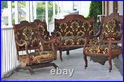 Antique Settee set with Rocker and 3 chairs 5 piece set
