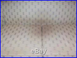 Antique Sheraton Style Wood Inlaid Loveseat Sofa Pineapple fabric Upholstery