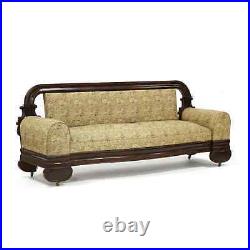 Antique Sofa, American Classical Mahogany, Tapestry Style Upholstery, C. 1840's