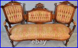 Antique Sofa, Antique Victorian Renaissance Triple Back Sofa #19776-A