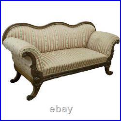 Antique Sofa, Biedermeir, Parlor, Carved & Upholstered Floral, 1800's, Gorgeous