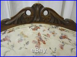 Antique Sofa & Chair Set Classic French Style Fresh Upholstery w Throw Pillows