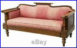 Antique Sofa, Continental Upholstered Mahogany, Pink Floral, 19th C. (1800s)
