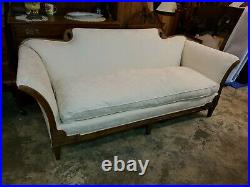 Antique Sofa Couch Carved Walnut Frame Down Filled Cushion New Fabric