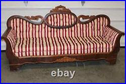 Antique Sofa, Empire Period, Medallion Back, New Upholstery, Red/Beige, 1800's