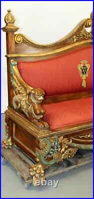 Antique Sofa, Exceptional, Italian Carved Walnut with Griffins, 19th C 1800s