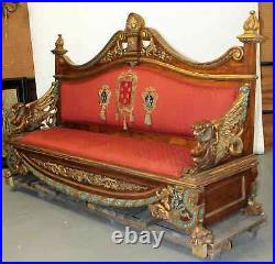 Antique Sofa, Exceptional, Italian Carved Walnut with Griffins, 19th C 1800s