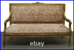 Antique Sofa, French Louis XVI Style Giltwood Upholstered, 1800s, Charming