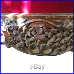 Antique Sofa Hand Carved Dark Teak Vintage Bench boho gypsy moroccan Eclectic