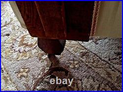 Antique Sofa Rare Chaise withIntricate Wood Carvings Circa 1880's Damask Fabric