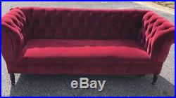 Antique Sofa Red velvet tufted 1900-1920