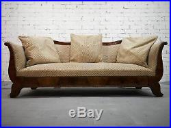 Antique Swedish Biedermeier Sofa w Pale Beige Upholstery and Matching Pillows