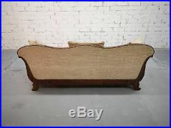 Antique Swedish Biedermeier Sofa w Pale Beige Upholstery and Matching Pillows