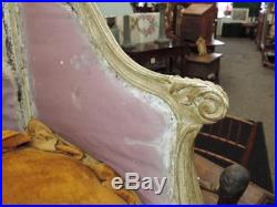 Antique ULTRA FRENCH PAINTED SHABBY CHIC GREAT SIZE Settee WHITE WASH OLD Carved