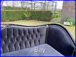 Antique Unique French Louis XVI sofa/settee/loveseat 1900's in black-