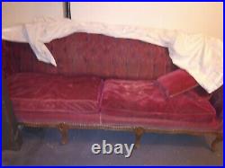 Antique Velvet Chesterfield Settee/sofa Approximately 100 years old