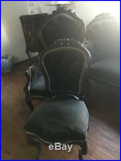 Antique Victorian 5 Pcs. Parlor Set Couch And 4 Tuffed Back Chairs