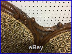 Antique Victorian Carved Settee Loveseat Sofa