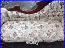 Antique Victorian Carved Sofa Chaise Settee Couch Ornate Button Tufted French