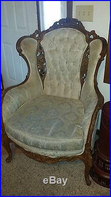 Antique Victorian Carved Sofa and 2 Chairs Set