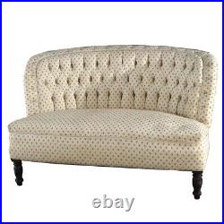 Antique Victorian Curved & Button Back Upholstered Loveseat C1900