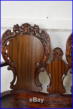 Antique Victorian Dragon Carved Mahogany Settee