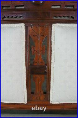 Antique Victorian Eastlake Carved Walnut Parlor Settee Love Seat Bench 55