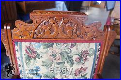 Antique Victorian Eastlake Walnut Carved Parlor Set Settee Armchair & Ottoman